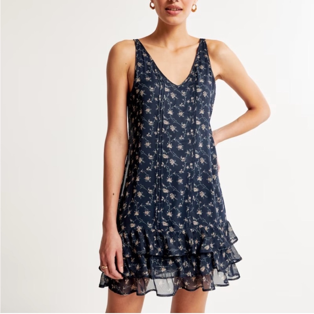 Abercrombie & Fitch Floral Mini Dress - Navy and Cream